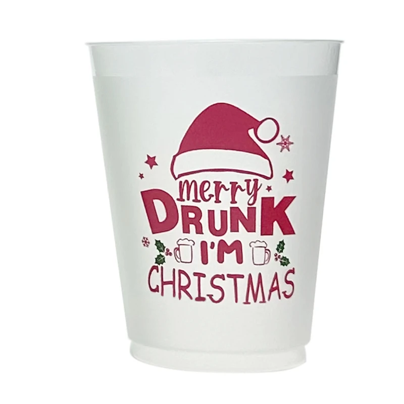 New 12/20PCS Four Letter Design Plastic Christmas Cup, 16 Ounce Reusable Cup for Decorating Holiday Party Supplies