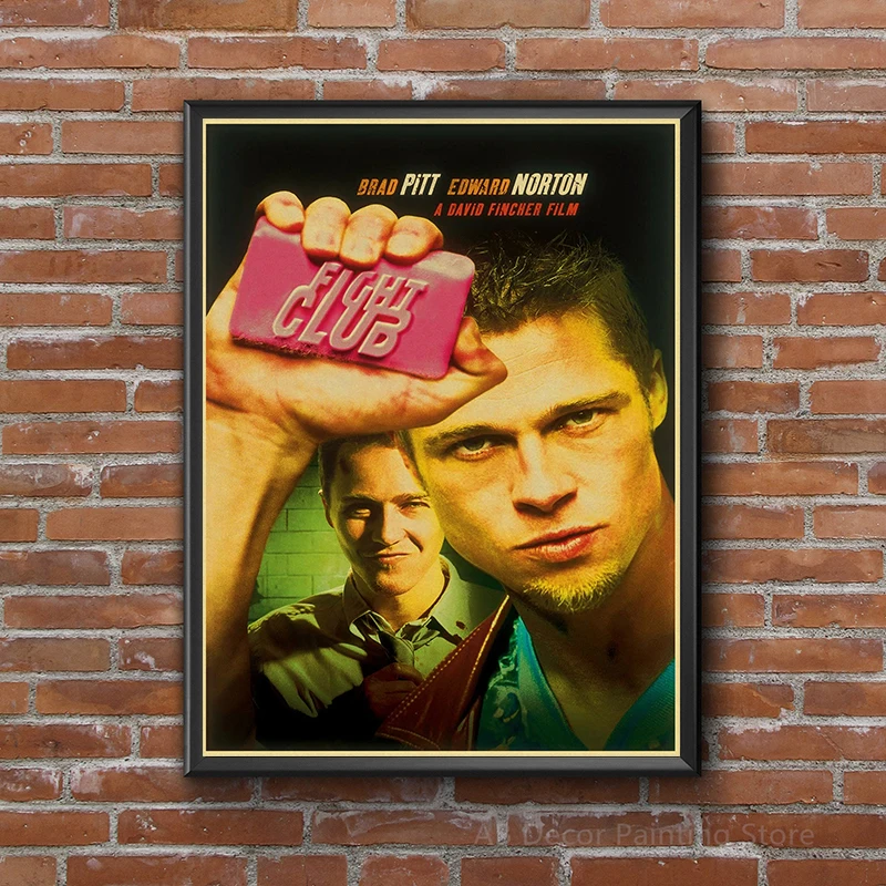 Retro Movie Posters Film Fight Club Kraft Paper Prints Rules Poster Vintage Home Room Cafe Bar Art Wall Decor Aesthetic Painting vintage art poster movie poster wall art print vintage wall art art paper poster