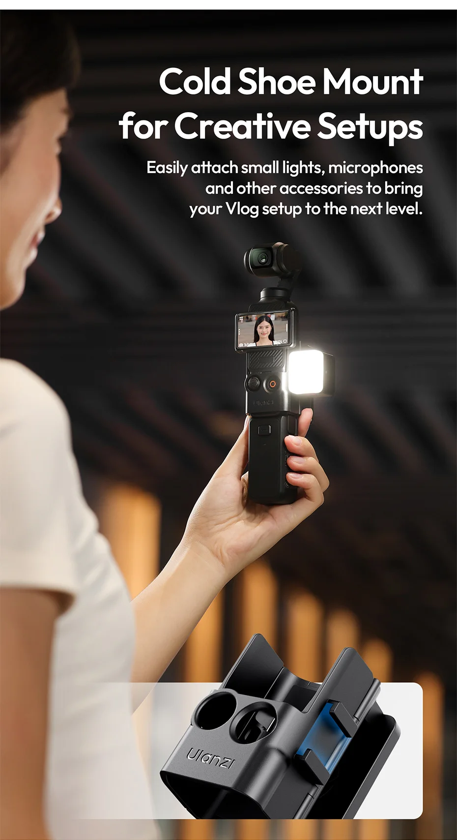 Ulanzi PK15 Pocket 3 Magnetic Mount Expansion Holder Mount for OSMO Pocket 3 Co