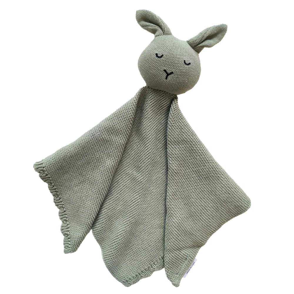 Bunny Cotton Baby Security Blanket Soft Crotchet Plushies Lovey Lovie Patchkin Wholesale dropshiping snuggle towel blankie images - 6