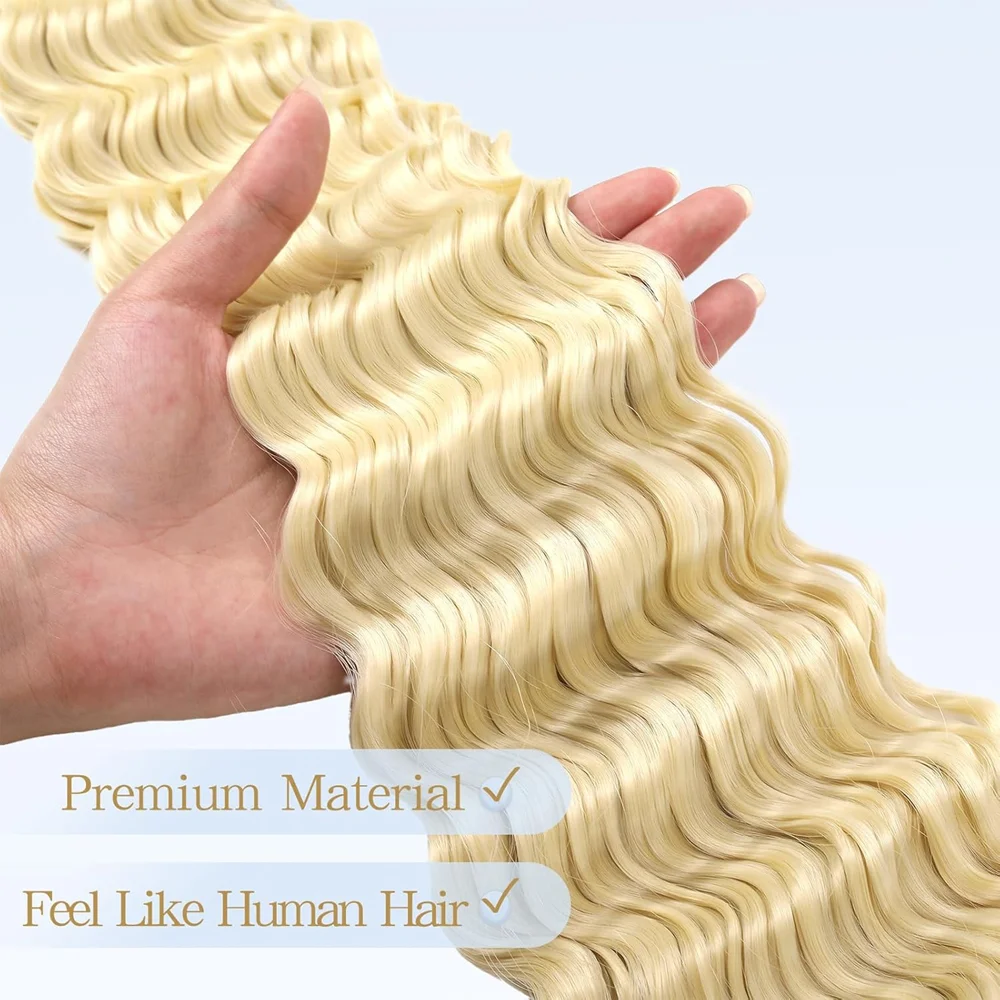 30 inch Synthetic Ocean Wave Crochet Hair Long Blonde Deep Wave Curly Braiding Hair Soft Curly Crochet Hair For Black Women