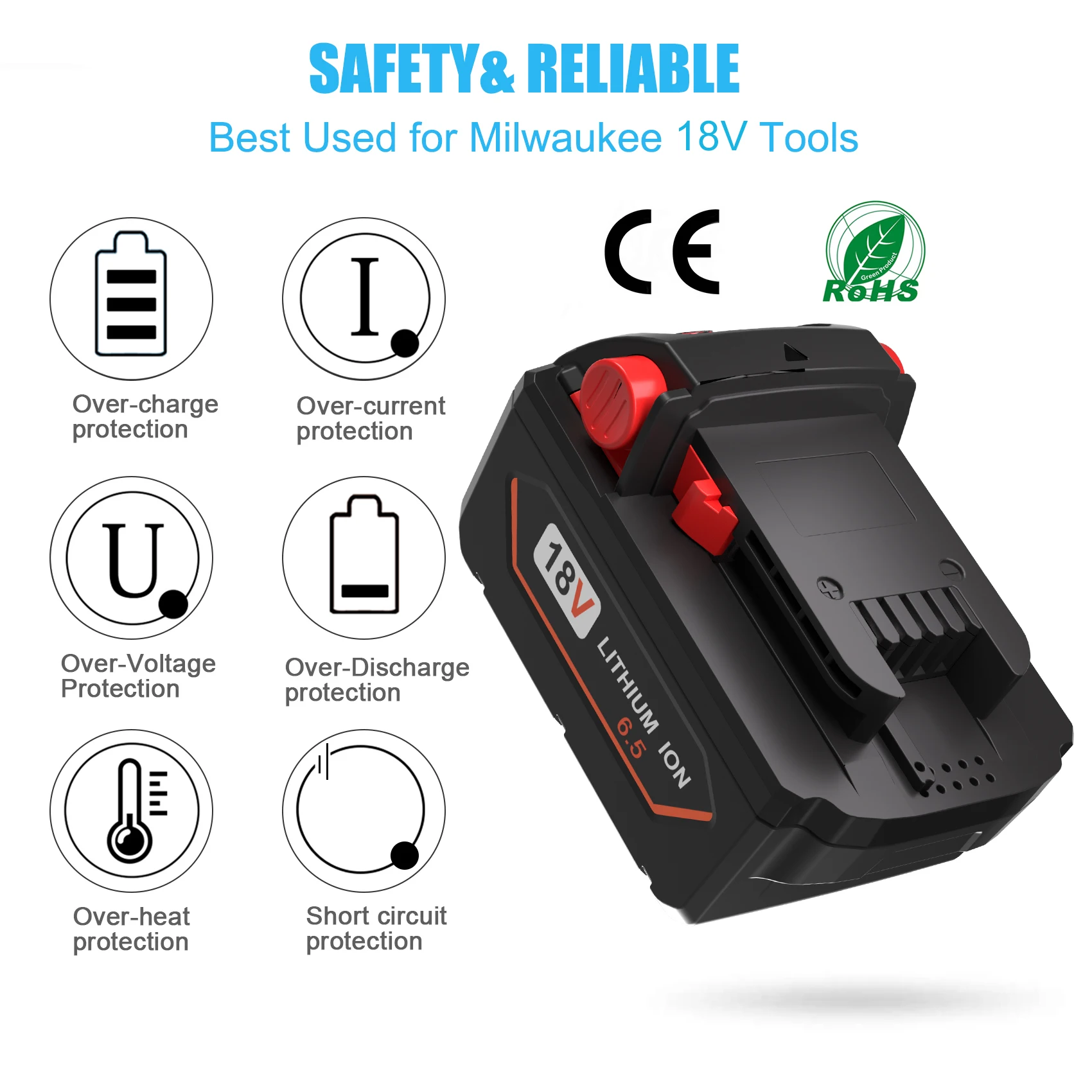 Power Tool Battery Rechargeable Lithium Batteries 18V 6.5/5.5Ah For Milwaukee M18 Battery Rechargeable Milwaukee Lithium Battery 48-11-1860 48-11-1850 48-11-1840 48-11-1820
