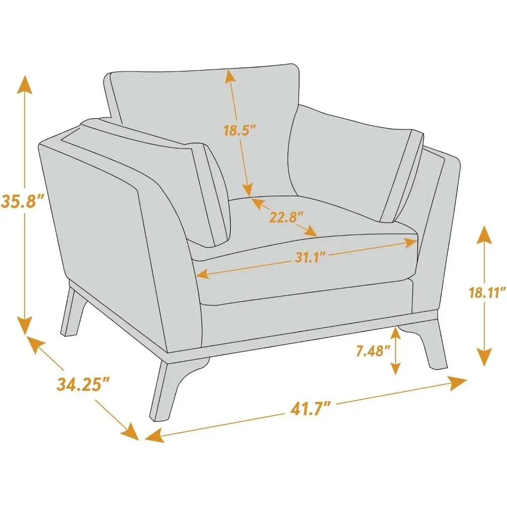 Living Room Chair, Thick Cushion Bedroom Reading Chairs, Comfortable Single Sofa, Accent Chair