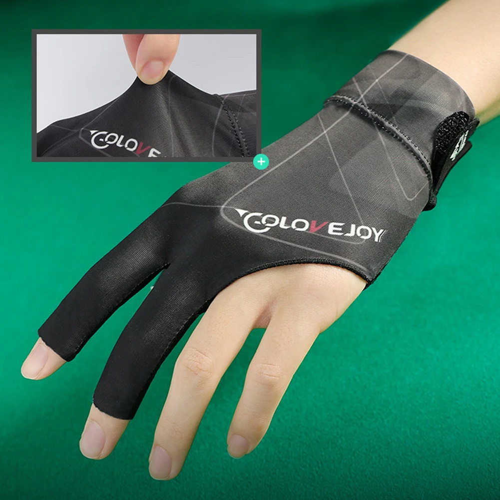 Open Finger Billiard Pool Gloves Adjustable Sticker Polyester Snooker Pool Gloves Smooth Soft Portable Reusable Amateur Training billiard gloves