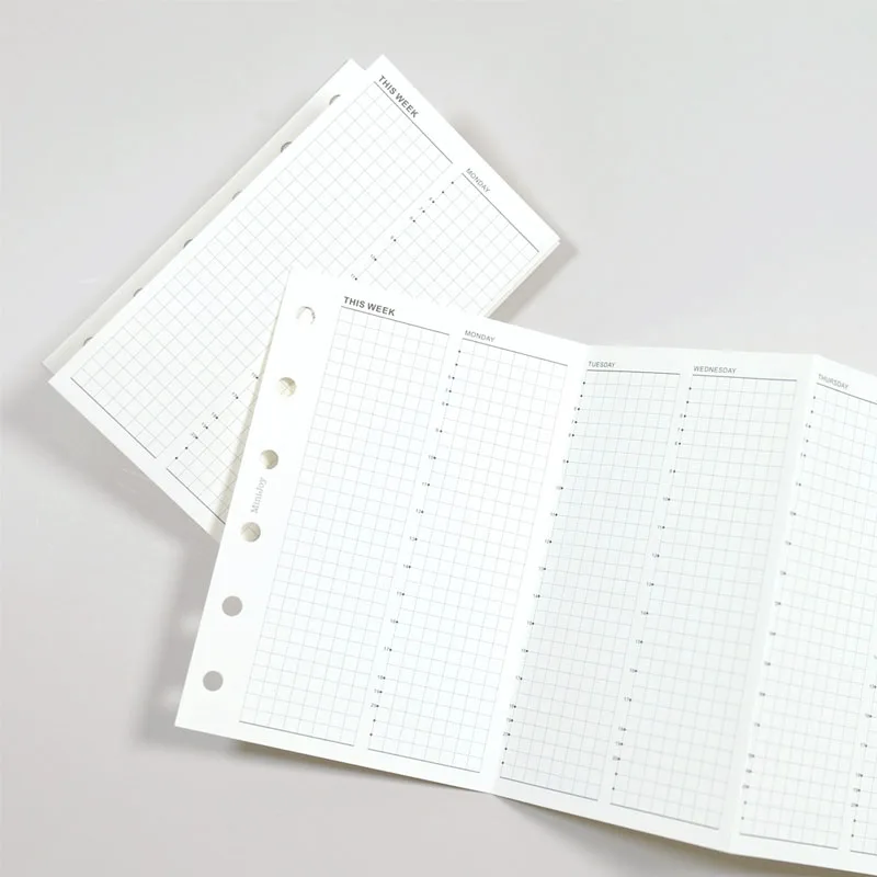 Fromthenon Weekly Plan 24 Hour A6A7 Timeline Manual Ledger Loose Leaf Paper Four Fold Replacement Core notebook refill paper refill binder