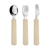 Food Grade Baby Silicone Handle Stainless Steel Spoon Fork Knife Toddler Safe Tableware Set Kids Easy Feeding Tools Baby Stuff 4