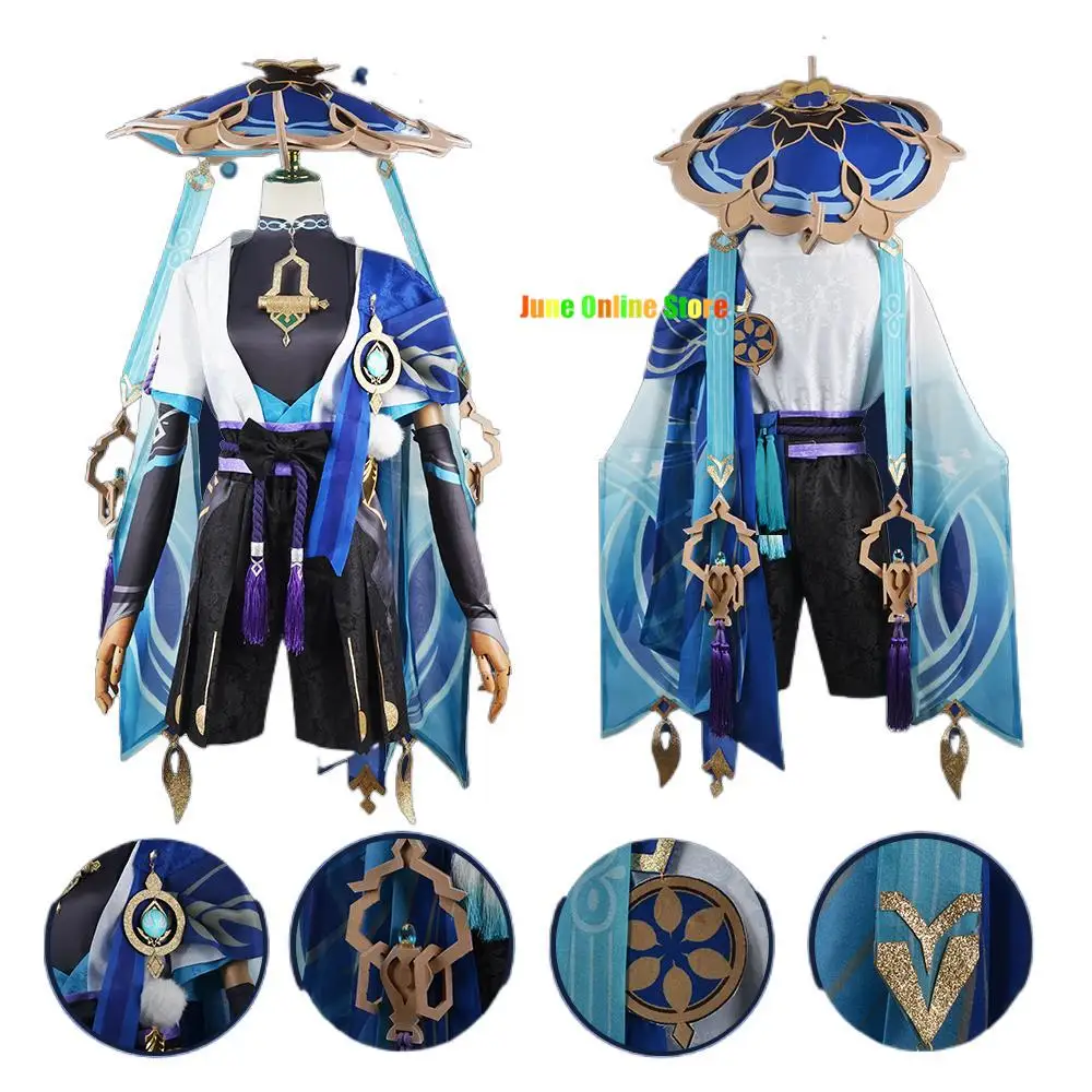 

Scaramouche Cosplay Genshin Impact Costume Wig Hat Full Set Anime Halloween Genshin Cosplay Wanderer Costume Uniform for Men