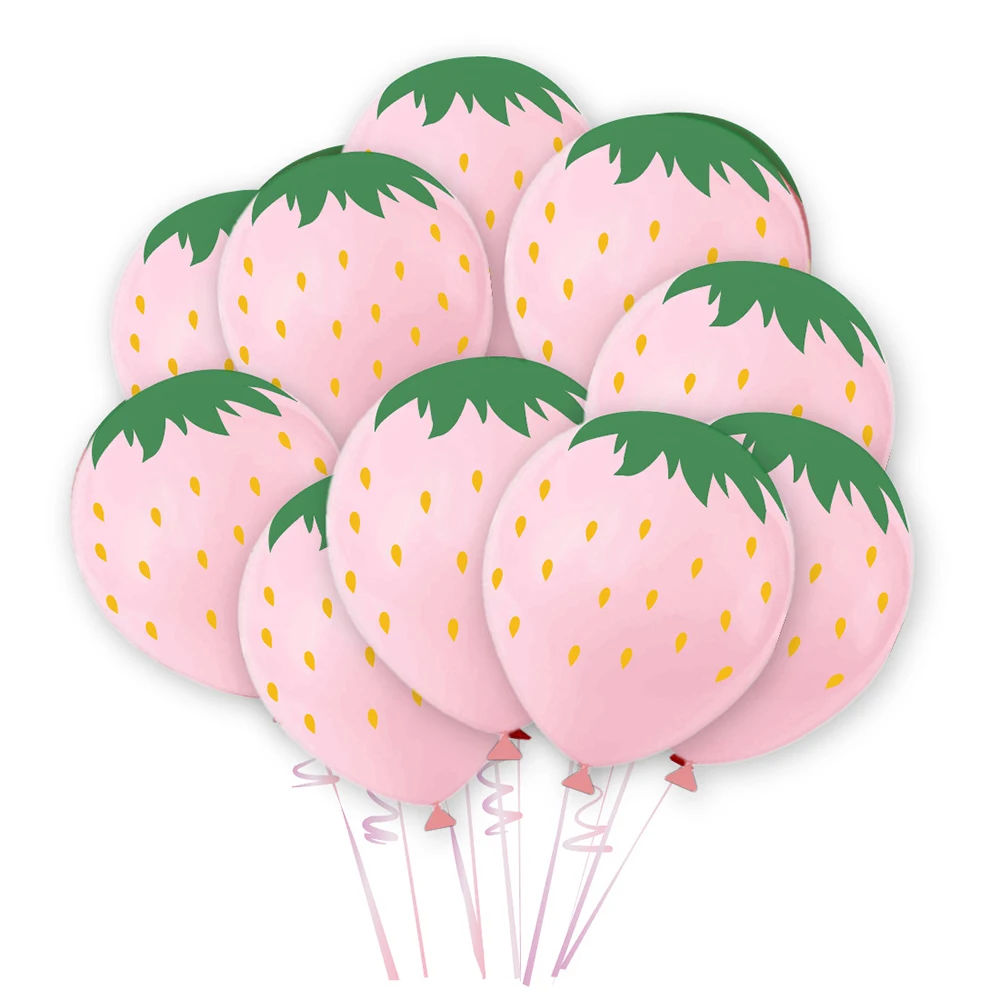 Sommerliche Erdbeer-Latexballons Süße Erdbeer-Rot-Rosa-Weiße Happy-Birthday-Deko für Mädchen Babyparty-Zubehör – Detail 7