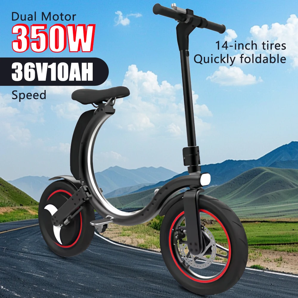 2025 New 350W Front Brake Foldable Electric Scooter Adult Anti-Slip Pedal 14 Inch Foldable 2-Wheel Standing Electric Scooter