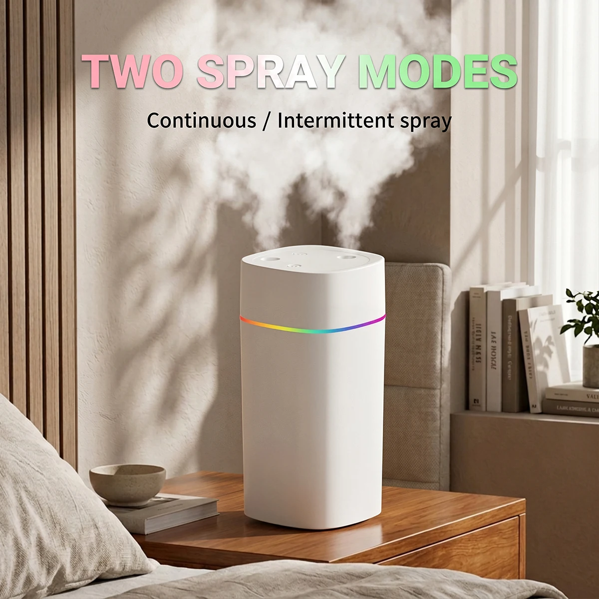Compact Dual Spray Ultrasonic Humidifier & Aromatherapy Diffuser, 600ml Quiet Mist Maker