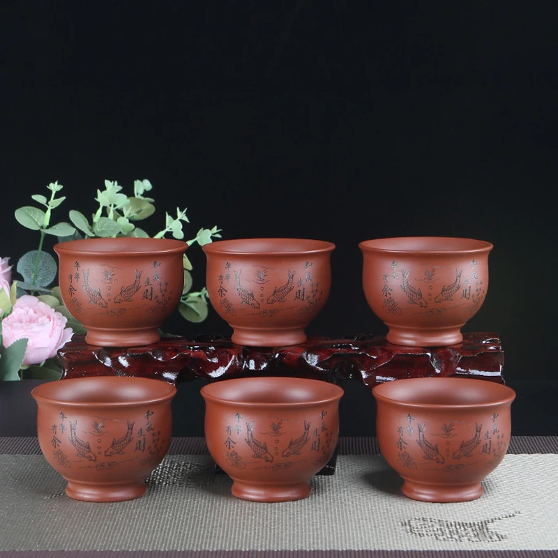 Chinese Yixing Purple Clay Teacup Coffee Cup Oolong Tea Handmade Boutique Tea Bowl Master Tea Cup Portable Personal Single Cup