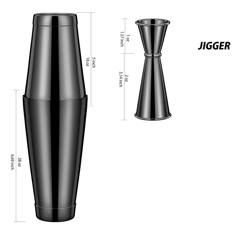 artender Kit Silver Black | Home Bar Set Cocktail Shaker Set | Bo 並行輸入品