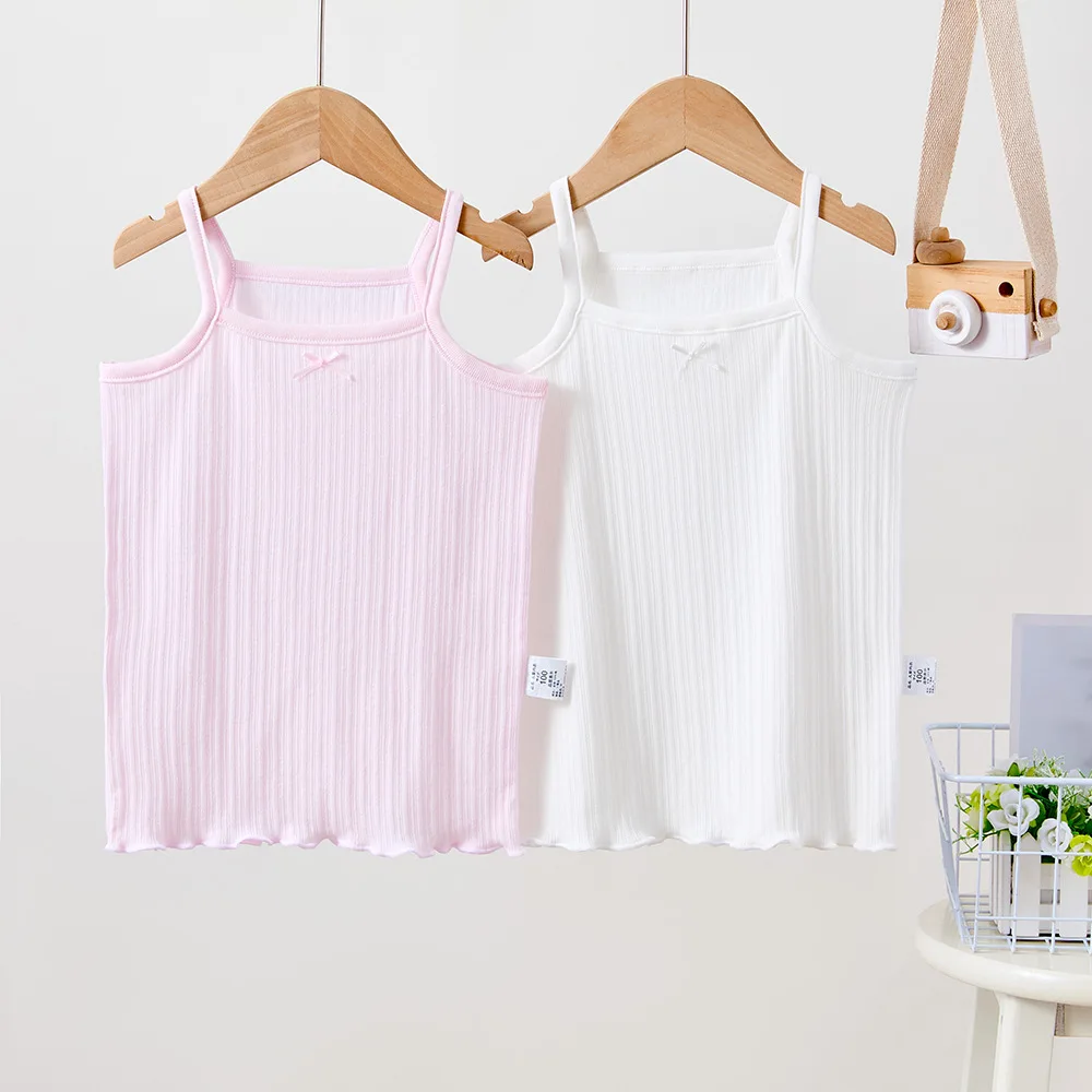 2pcs/lot Girls Tank Tops Candy Color Tops for Kids Breathable Children Camisoles Teenager Home Pajamas Underwear for Boys Shirts kids underwear,kids tops