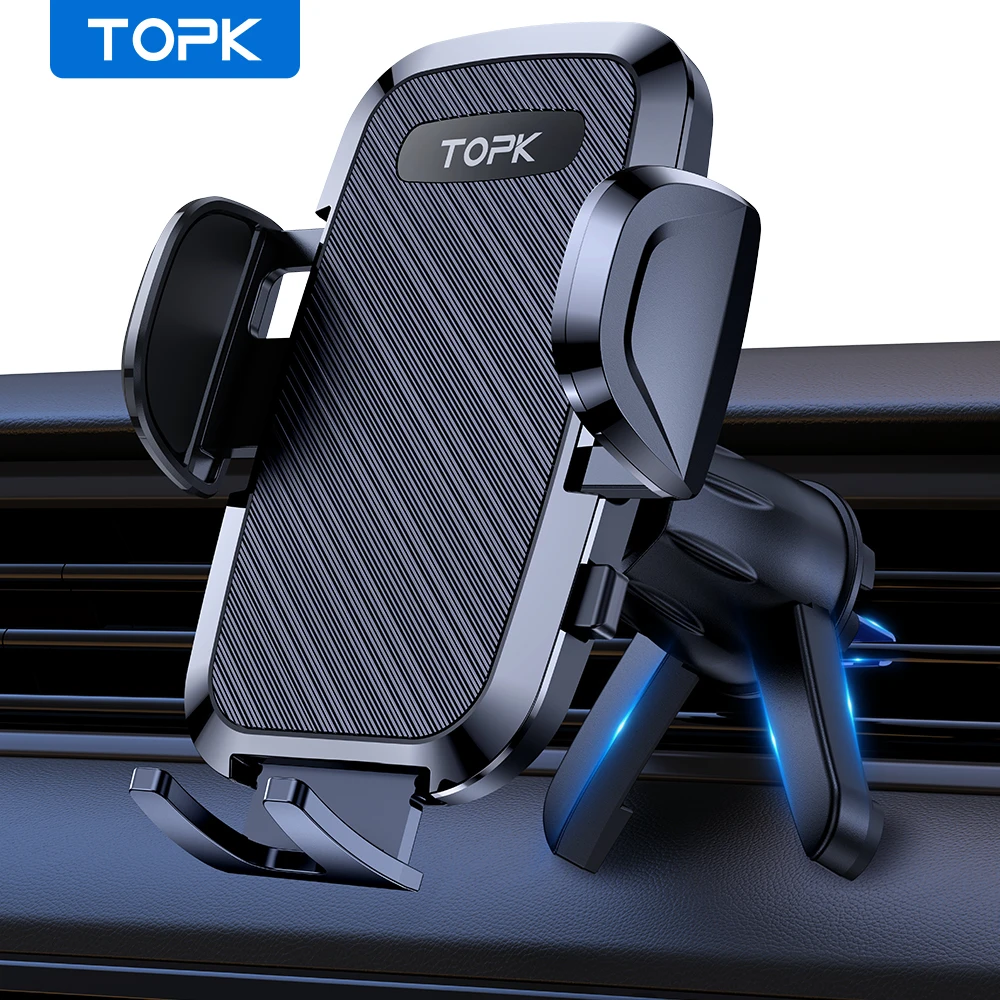TOPK D36-S 차량용 휴대폰 홀더 마운트, 금속 후크 휴대폰 홀더, 모든 휴대폰용 환기구, [업그레이드 지원 기능] 