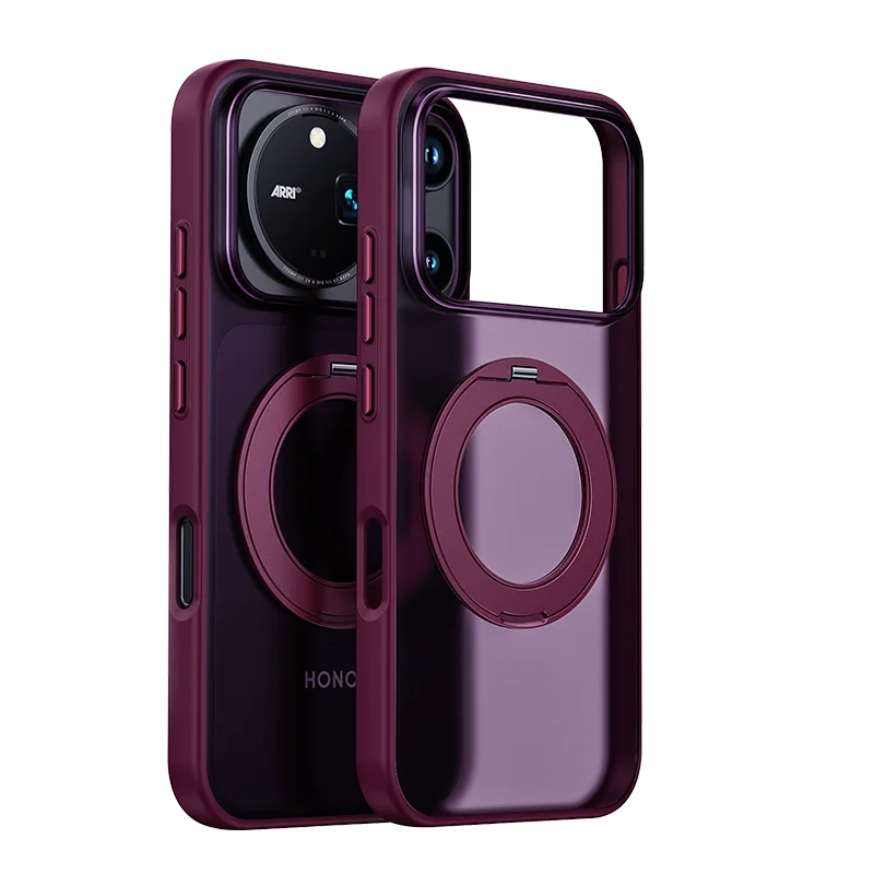 Frosted Translucent Magnetic Case with 360° Rotating Ring Holder
