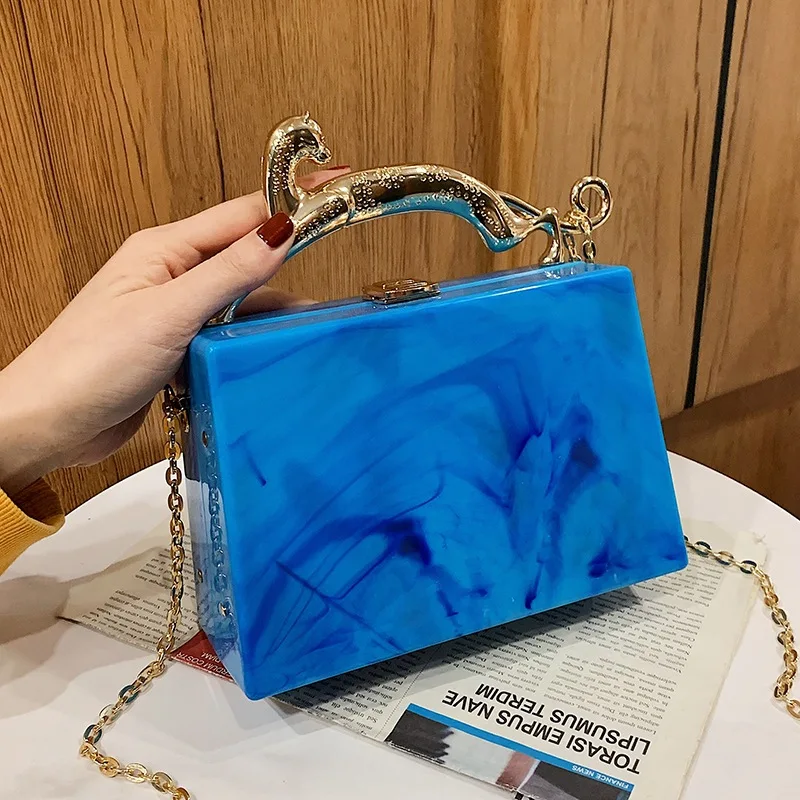 Shoulder Bags Women Evening Bag Luxury Acrylic Women Handbag with Metal Portable Designer Small Shoulder Bag Ins Chains Crossbody Bags for Women Evening Bag