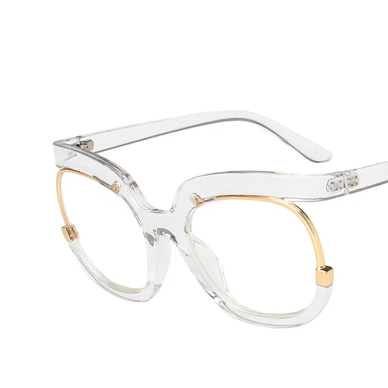 Women's Trendy Round Anti-Blue Light Eyeglasses with Large Clear Frame