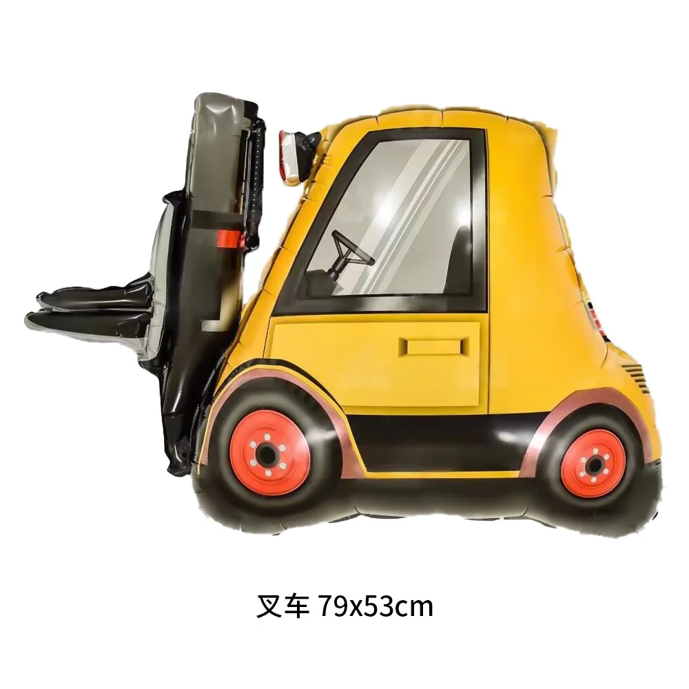 5pcs Construction Themed Balloon Carton Vehicle Balloon Excavator Forklift Crane Balloons for Boy\'s Construction Birthday Party