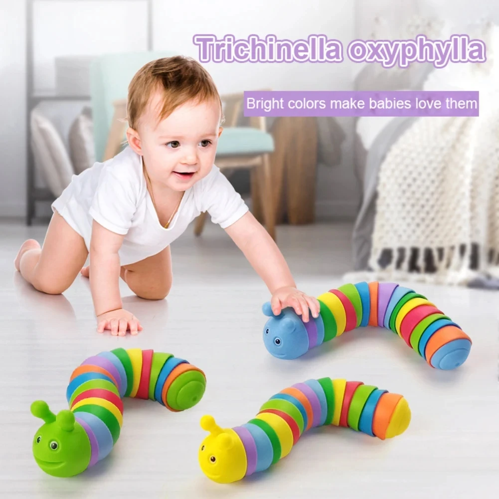 Funny Fidget Slugs Articulated Sensory Slug Toy Realistic Worm Caterpillar Fidget Toys for Kids Adults ADHD Autism Stress Relief 2