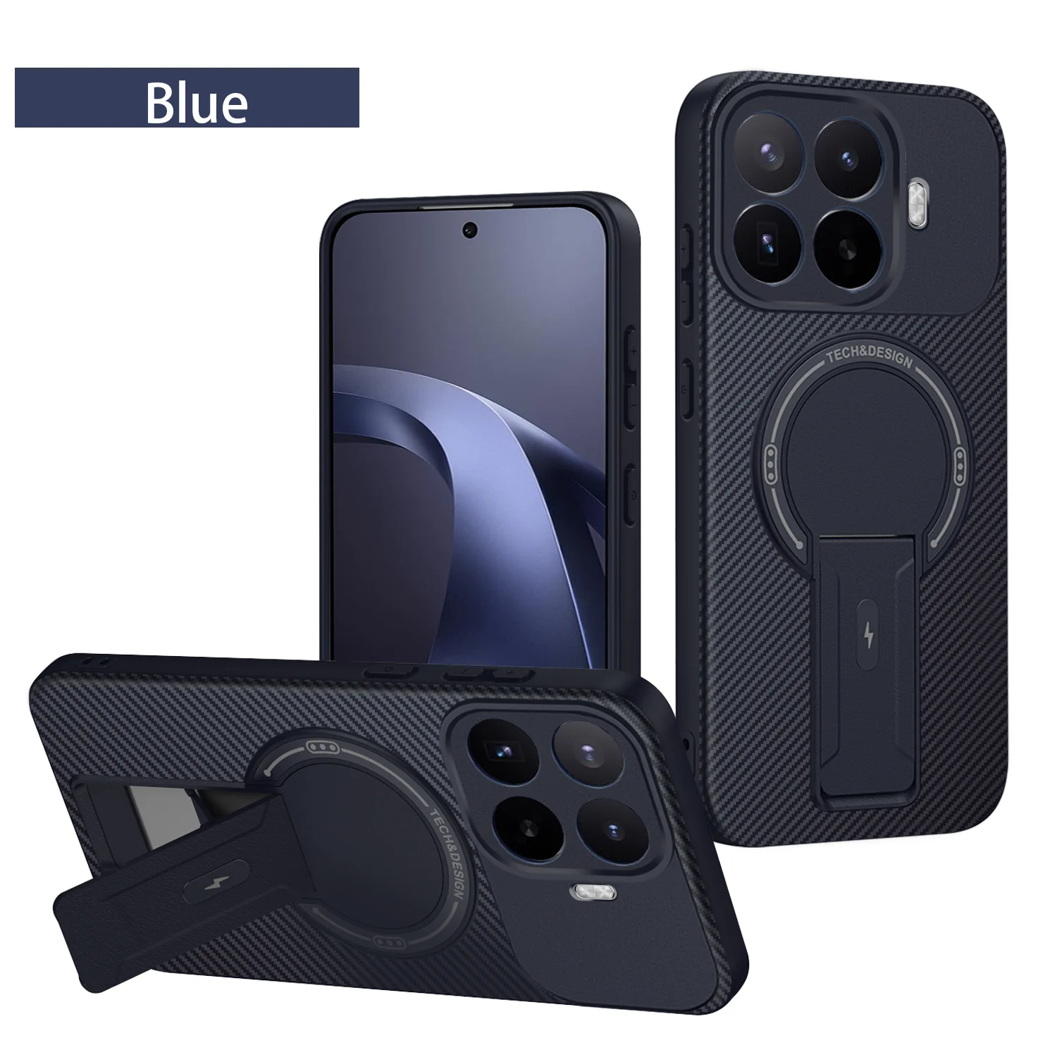 Premium Armor Carbon Fiber Magnetic Stand Case - Shockproof Cover