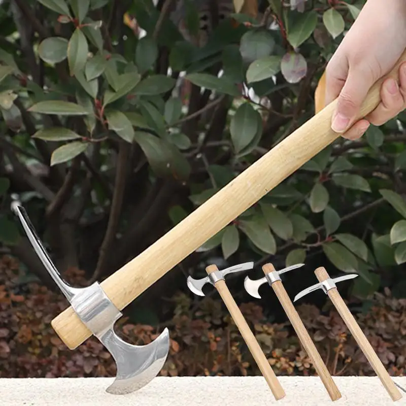 Pick Axes For Digging Stainless Steel Pick Pulling Shear For Weeding Small Axe With Handle Gardener Growing Accessories