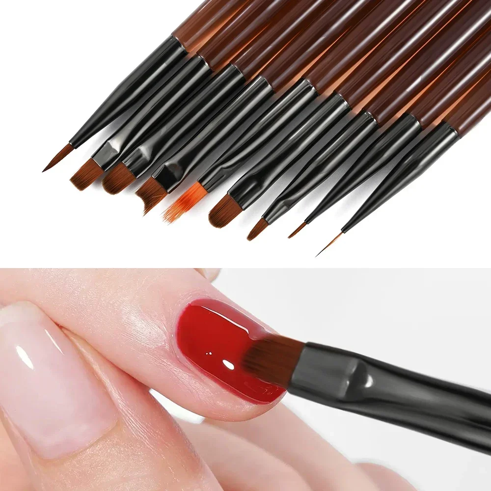 9PCS UV Gel Nail Brush Liner DIY Painting Pen Manicure Acrylic Drawing Brush for Nail Art Design Nails Tip Display Painting Tool 3