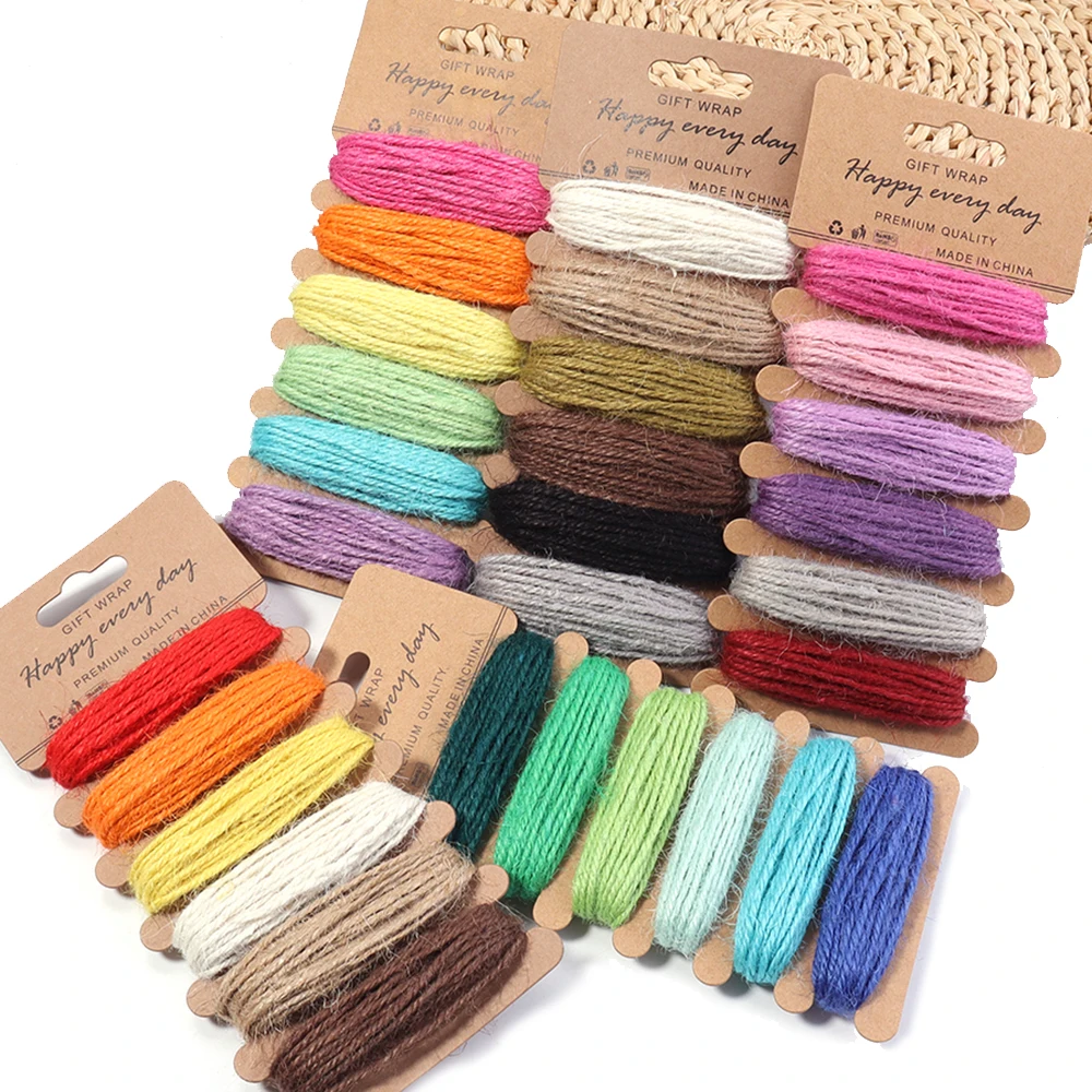 6 farben/Set 2mm Bunte Jute Seil Schnur Schnur Schnur Faden DIY Weihnachten Hochzeit Party Dekoration Geschenk Verpackung handwerk Weben