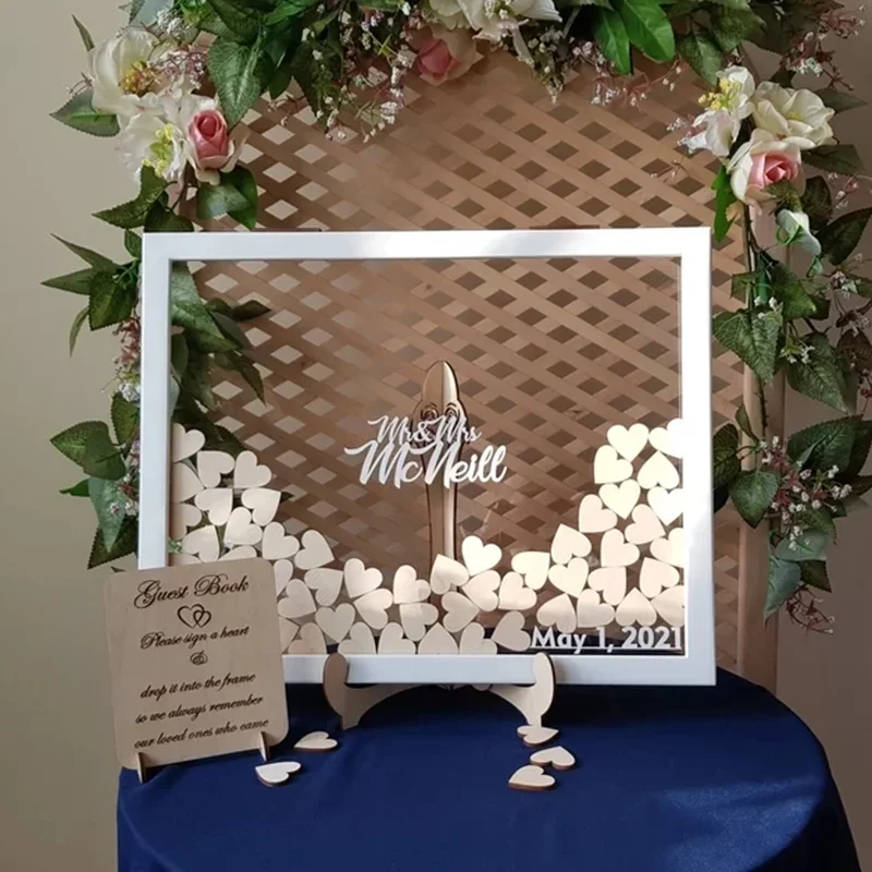Transparent Wedding Guest Book Alternative Wedding Guest Book Personalized Drop Top Box Heart Guestbook White