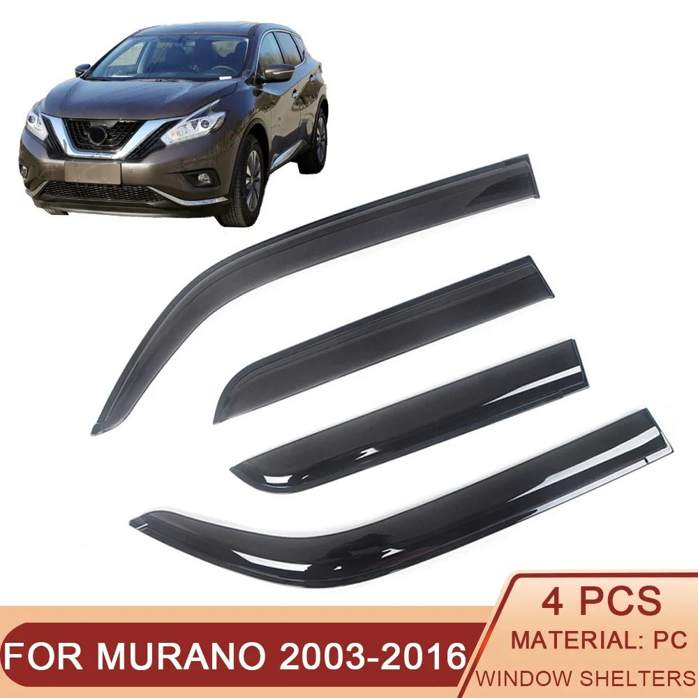 

For Nissan Murano 2003-2021 Auto Side Window Wind Deflectors Visors Black Rain Guard Door Visor Vent Shades Dark Smoke Ventvisor