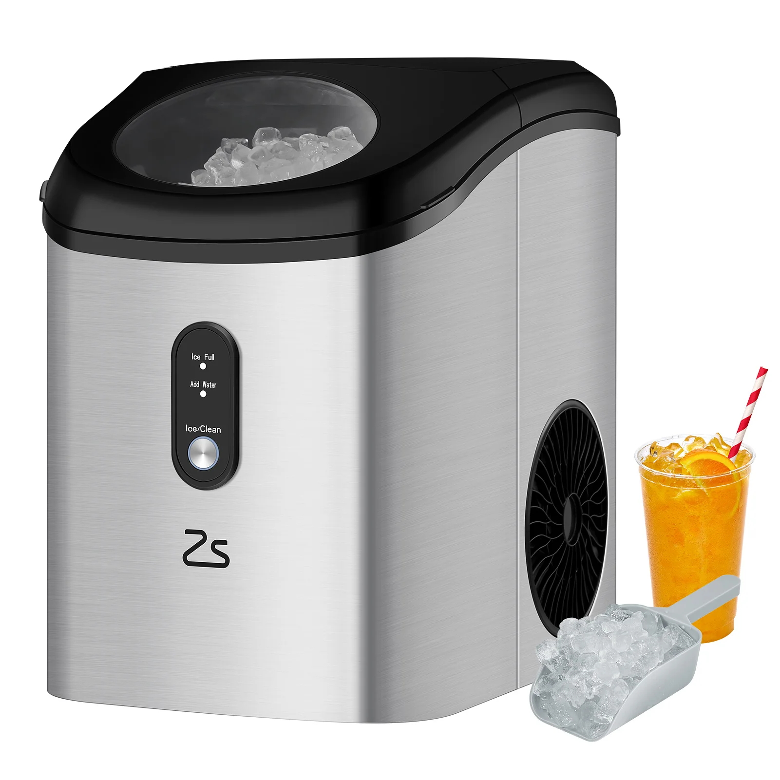 Countertop Ice Maker with Soft Chewable Ice, Portable Ice Maker with Self-Cleaning, 33Lbs/24Hrs, One-Key Operation 6