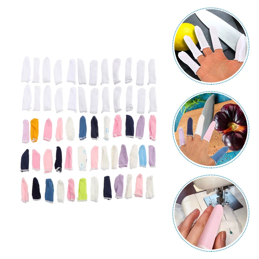 

100Pcs Professional Finger Cots Convenient Finger Sleeve Cotton Finger Covers (Mixed Color)