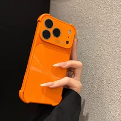 Y2K Luxury Glossy Laser Aurora Phone Case with Four Corner Airbag Protection for iPhone 15 Plus (Orange)