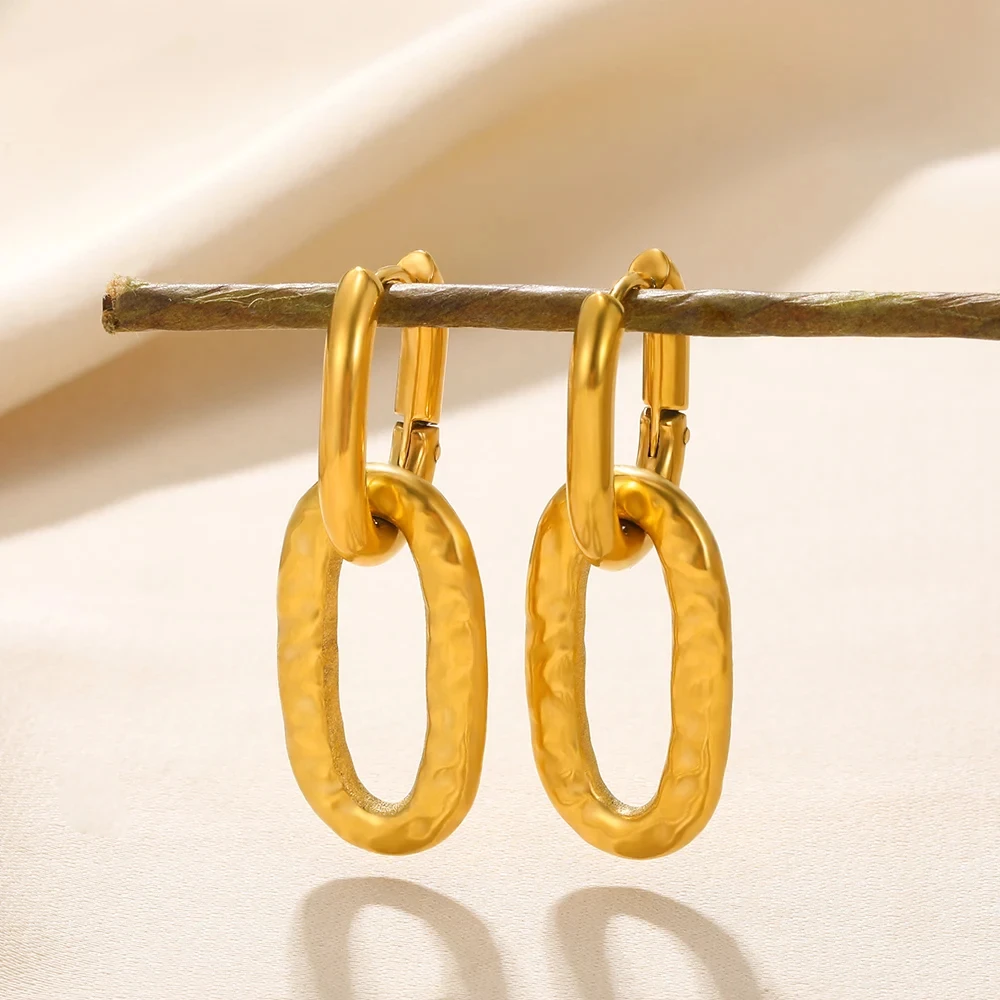 Geometric Earrings Gold Color Stainless Steel For Women