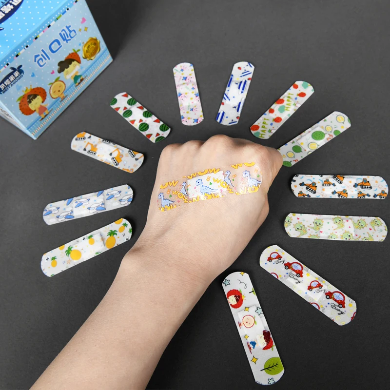 120pcs/lot Water Resistant Band Aid Plaster First-aid Kit Bandage Kawaii Cartoon Self-adhesive Wound Patches Strips for Children