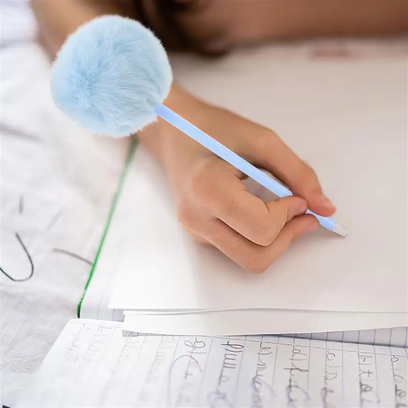 4pcs Students Fluffy Ball Pen Rollerball Pens Ballpoint Fountain Pen Fuzzy Ball Pen Pom Pen Hairball Plush Random Color 5
