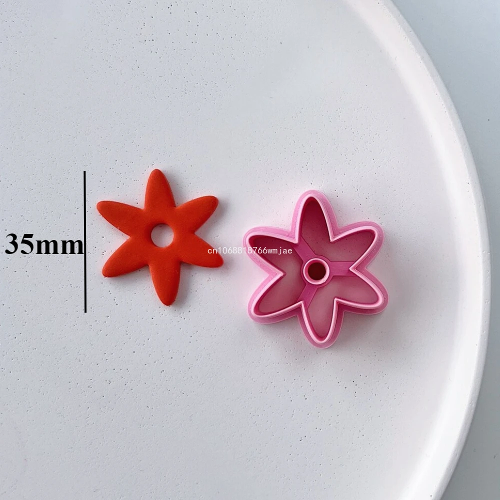 Polymer Clay Cutter Five Petals Shape Spring Flower Dangle Clay Embossing Moulds DIY Pendant Jewelry Cutting Tools