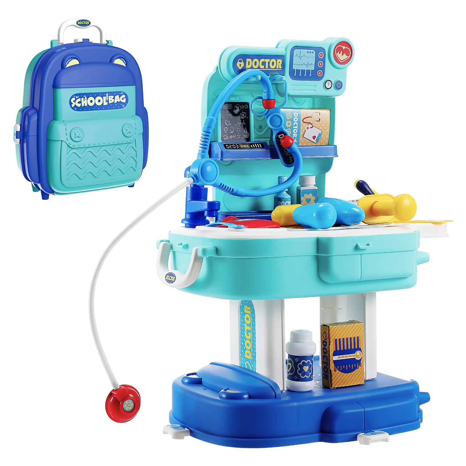 

Toyvian 31pcs Simulated Doctor Kit 2 in 1 Pretend Play Set Carrier Backpack Toy Educational Toy for Boy Girl Gifts