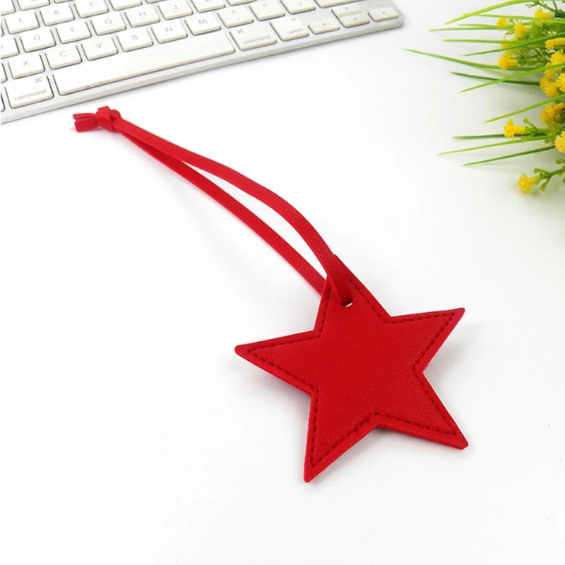 Personalized Five-Pointed Star Leather Keychain Pendant Gift