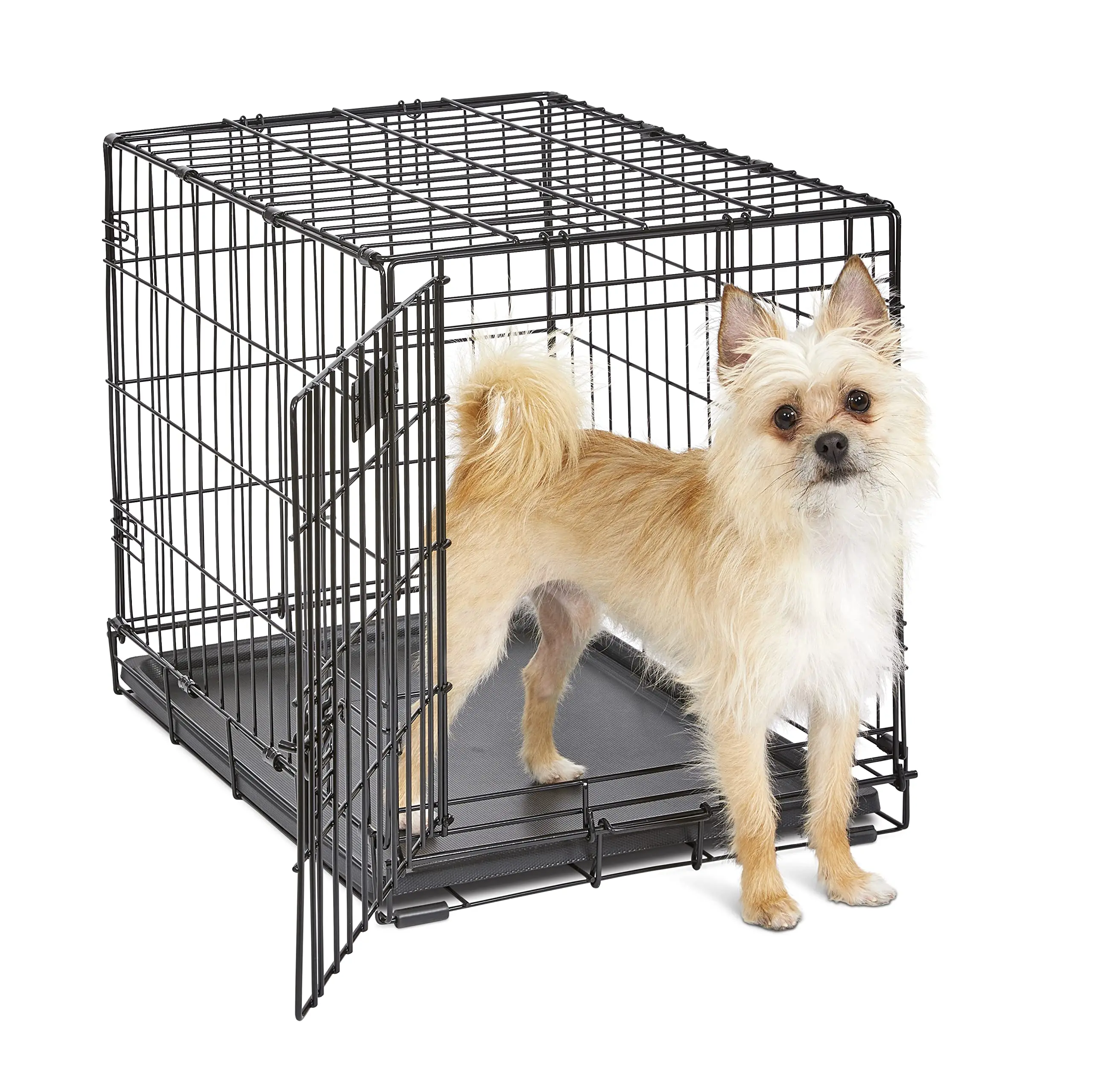

Versatile Enhanced Single Door Dog Crate Set: Leak-Proof Pan, Floor-Protecting Feet, Divider Panel (24.8"L x 17.9"W x 19.5"H)