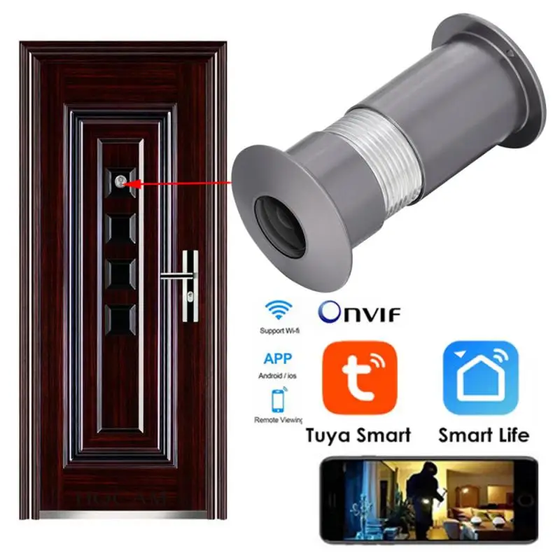 Price Review Tuya Video Peephole Wifi Camera Motion Detection Door 1.8mm Lens Viewer Video-eye Wireless Intercom Home Security Auto Record Online Shop