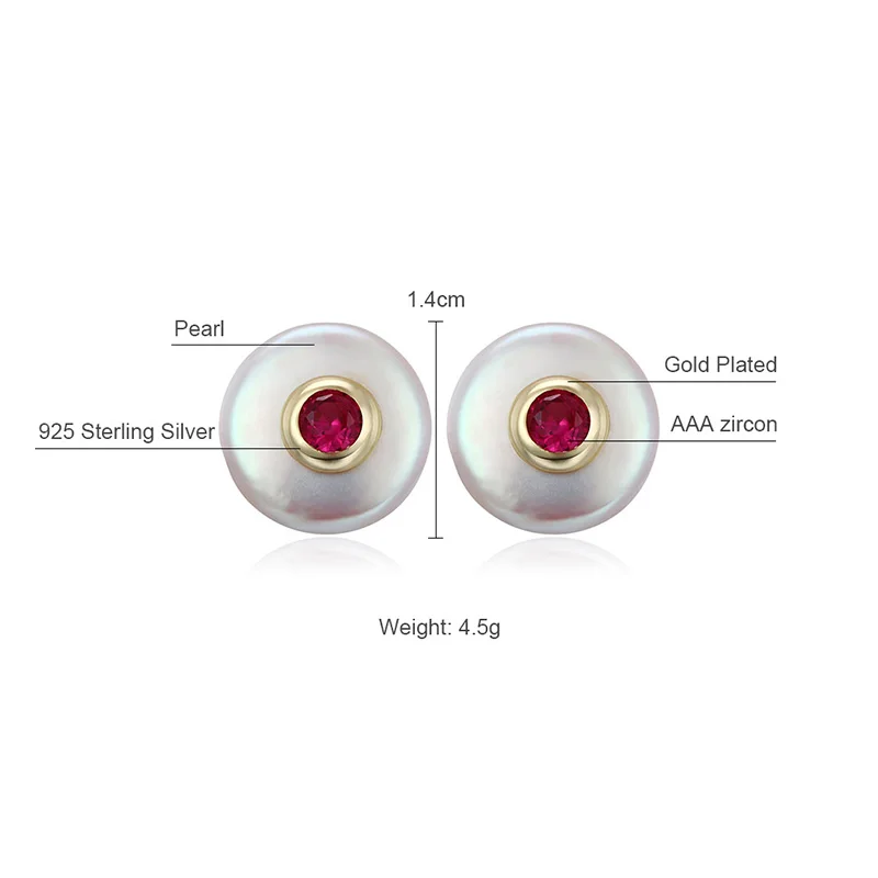 Hongye Hot Sale Natural Freshwater Pearl Earrings for Women 100% 925 Sterling Silver Stud Earrings Baroque sapphire Jewelry