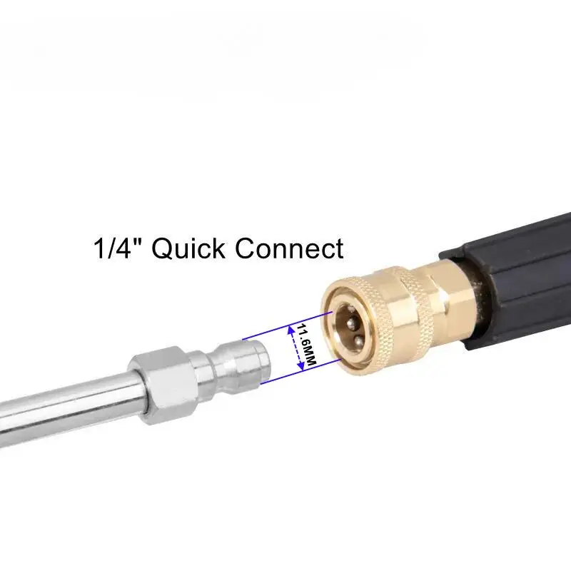 High Pressure Wash Water Gun Extension Spray Wand Lance 30&deg;/90&deg;/U Shape Multi-Angled 1/4" Quick Connect