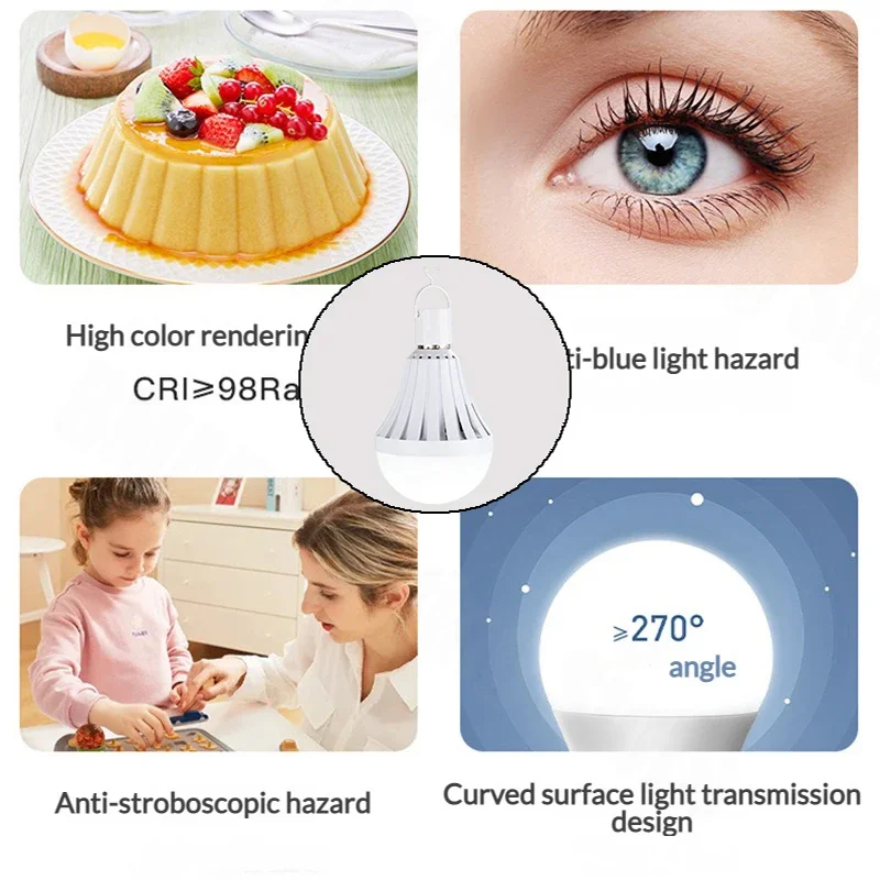 Description Picture 2 of itemLED Rechargeable Light Bulb 5w 7w 9w 1 15w 1200mAh 85-265V Emergency Bulb for Home Power Failure Camping Tent Porch Garden Lamp