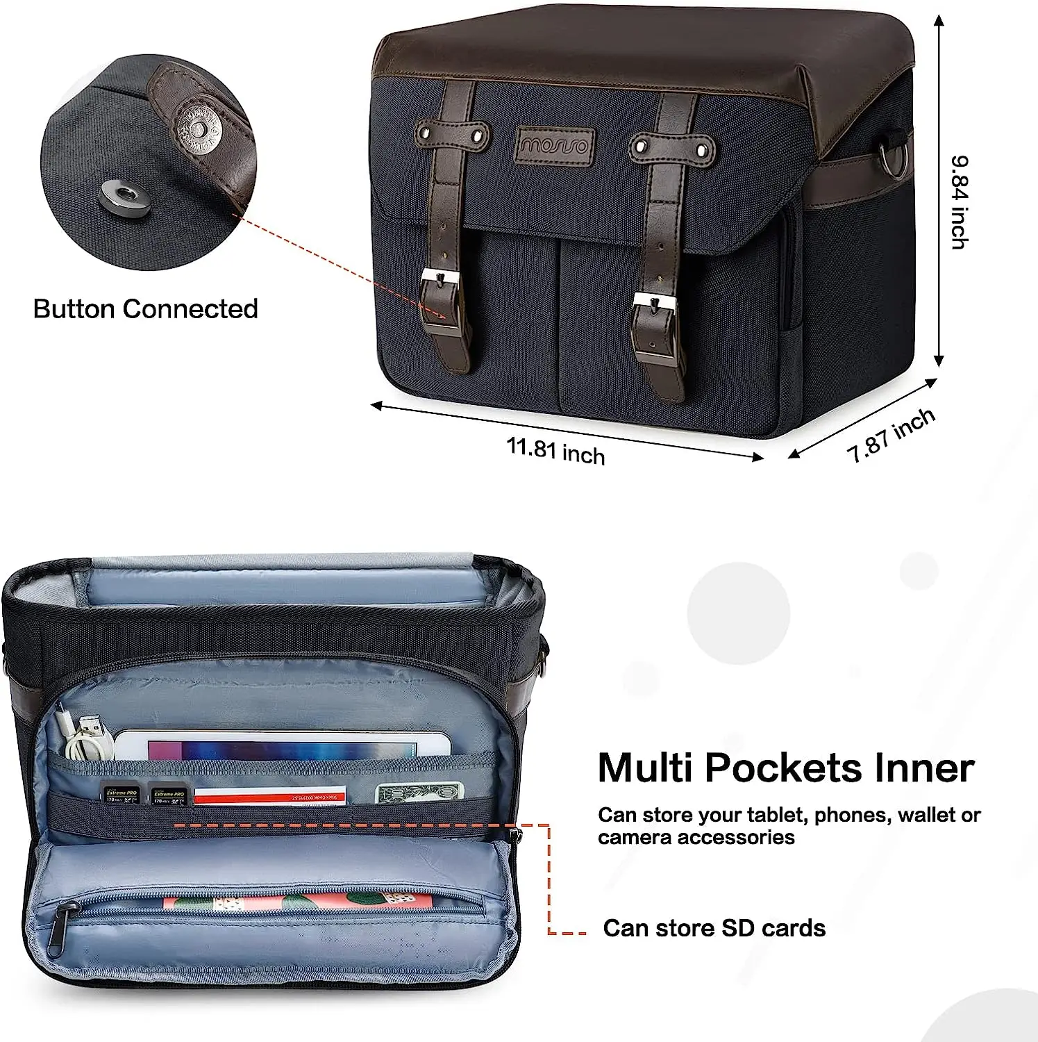 Mosiso-bolsa Mensageiro Câmera Dslr Slr Fotografia Mirrorless Vintage pu Leather Flap Bolsa de Ombro Crossbody para Canon Nikon Sony - Imagem 2