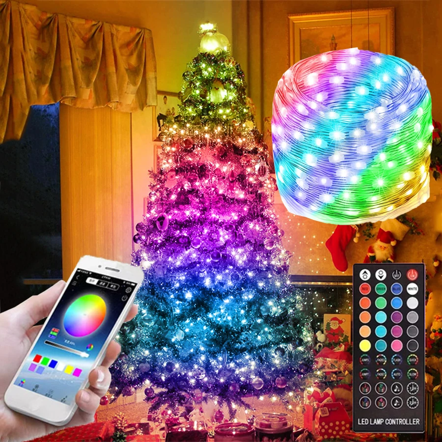 10m 20m Usb Christmas Tree Led String Lights With Smart Bluetooth App