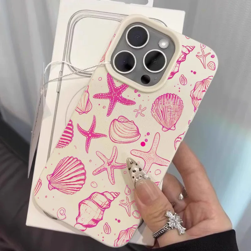 Marine Element Shockproof Mobile Phone Case with Sea Shell and Starfish Pattern