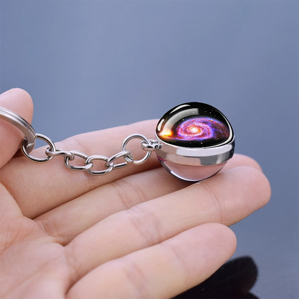 Colorful Nebula Planet Keychains Galaxy Universe Outer Space Glass