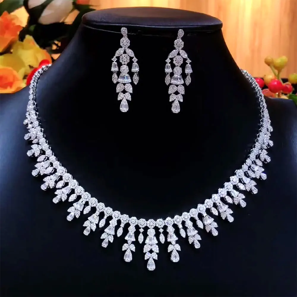 GODKI Trendy Fashion 4PCS Luxury Waterdrop Indian Jewelry Sets For Women Wedding Party UAE Dubai Bridal jewelry Sets