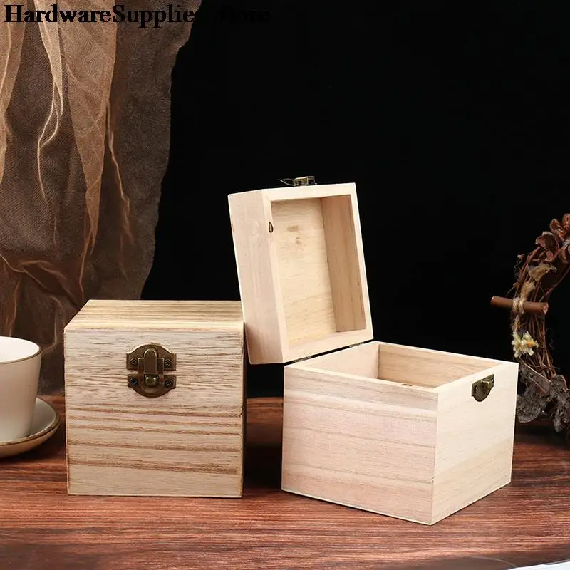 Retro Wooden Box Postcard Storage Organizer Box Retro Jewelry Box Desktop Handmade Wood Clamshell Storage Hand Decoration 3