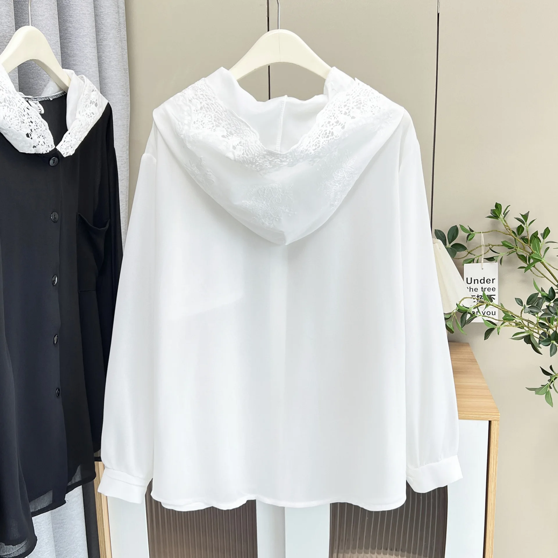 Fashion Plus Size Women's Blouses Lace Hat Sun Protective In Summer Thin Top 1702